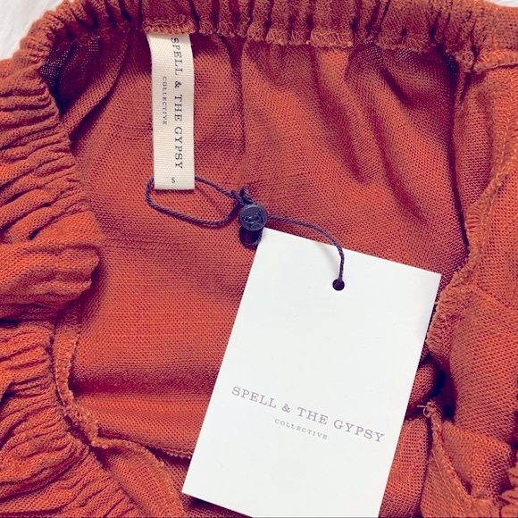 NWT Spell & the Gypsy Rani Mini Dress Rust Linen S - Picture 13 of 14